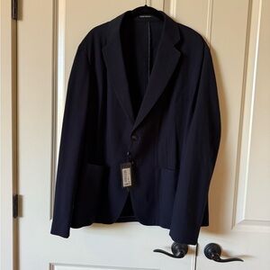 Emporio Armani Rice Stitch Patch Pocket Wool Blend Sport Coat Navy 54R